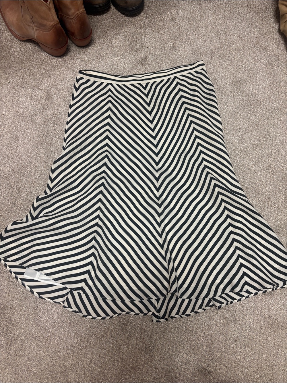Michael Kors Black and White Chevron A-Line Skirt